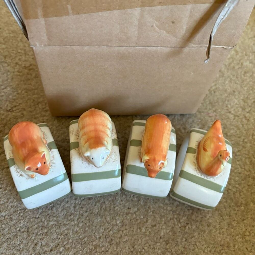 Nikko Country Market Set Of 4 Barn Animal Napkin Rings